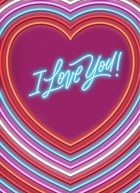 Valentijn kaart I love you neon stijl